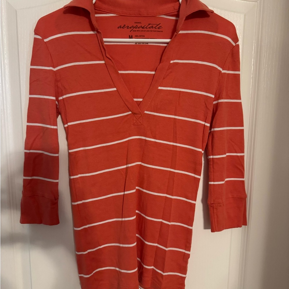 Aeropostale Coral and White Tee